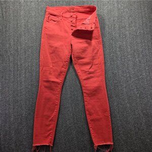 Mother Jeans Womens 27 Red Stunner Ankle Fray High Rise Skinny Button Fly USA